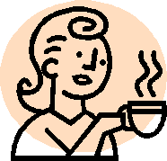 Cartoon of woman drinking cup of tea changing to text