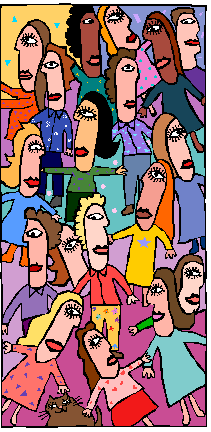 Cartoon of a group of women mingling